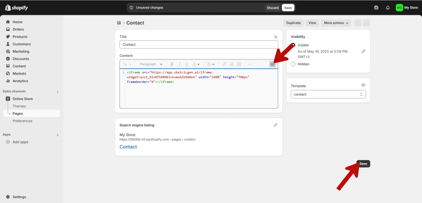 Step 3B - Paste Copied Code