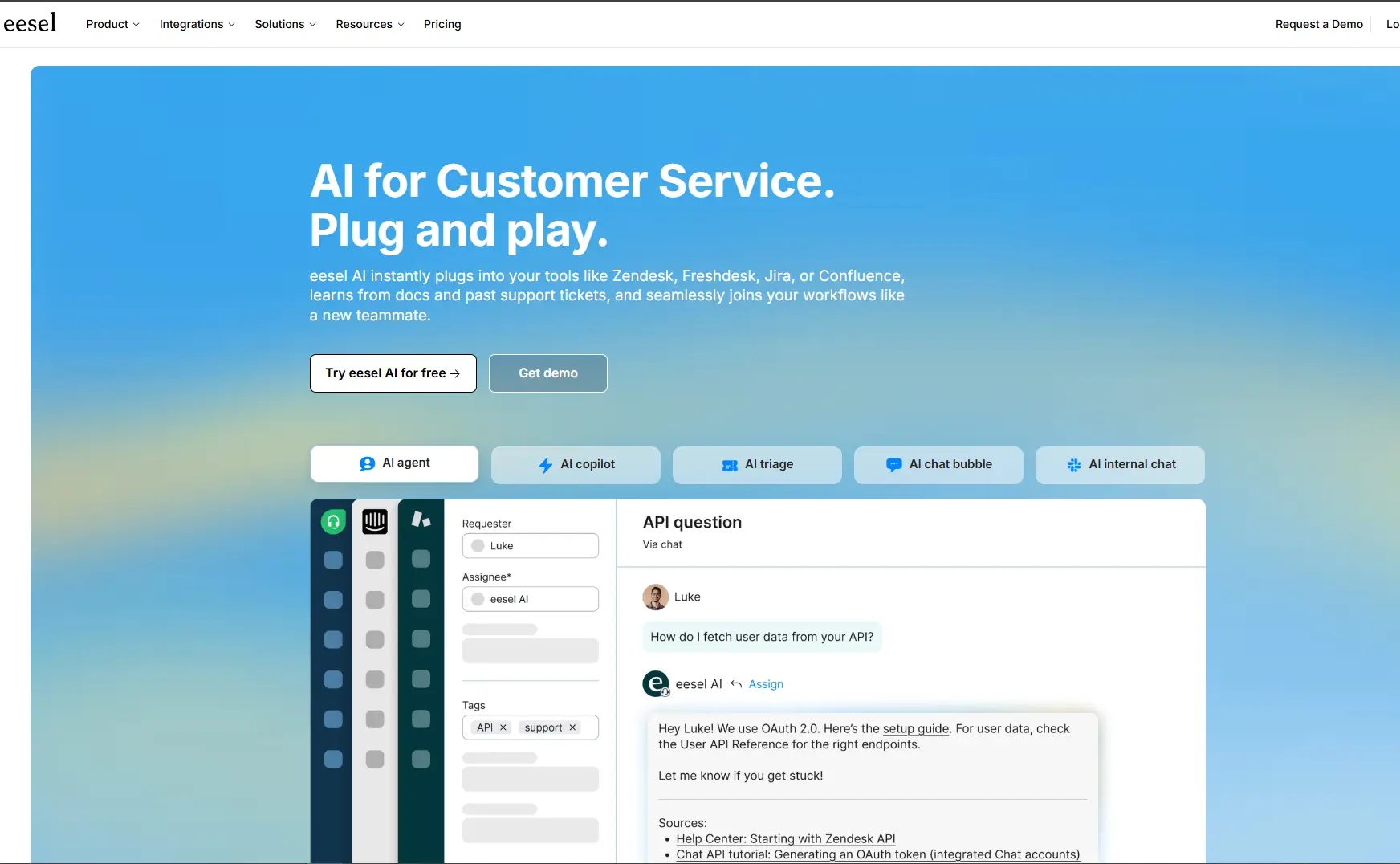 Eesel Landing Page