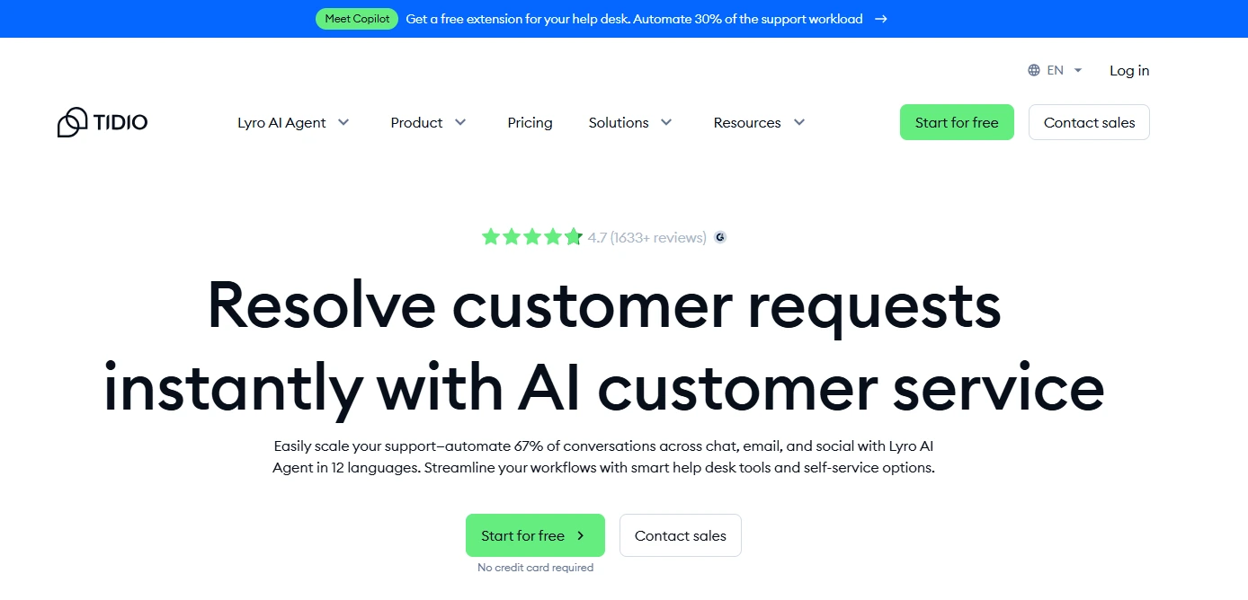 Tidio Landing Page