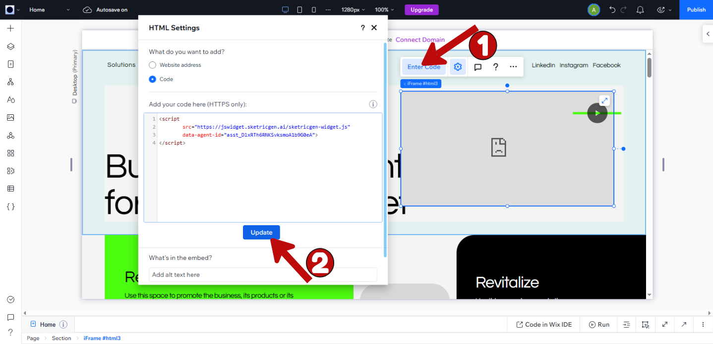 Paste embedded code